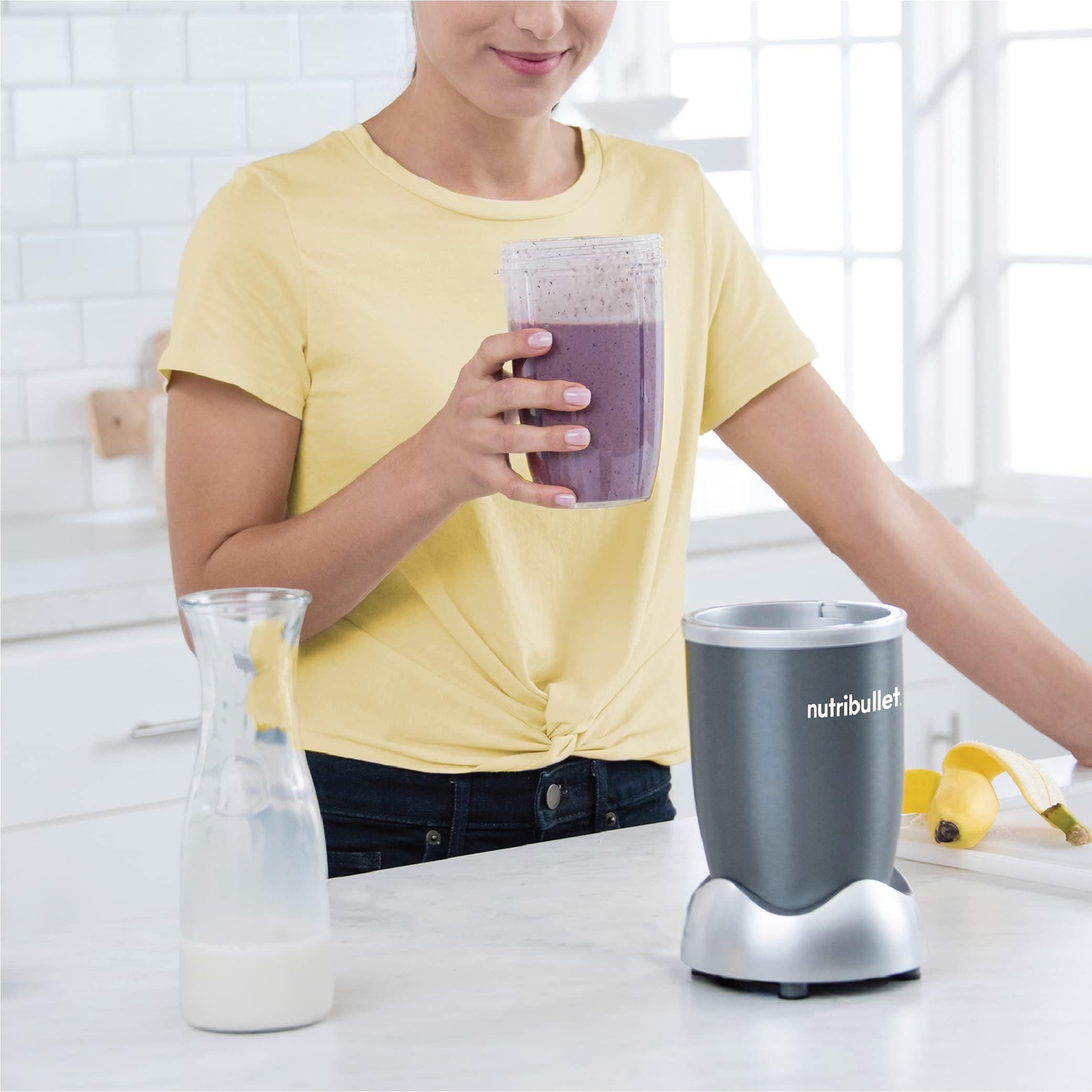 Nutri Bullet Grey Countertop Blender 600 Watt 1 year manufacturer warranty خلاط رمادي من نيوتري بوليت بقدرة 600 واط Nutri Bullet Grey Countertop Blender 600 Watt 1 year manufacturer warranty خلاط رمادي من نيوتري بوليت بقدرة 600 واط